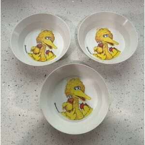 Vintage Sesame Street Melmac Melamine Plastic Set of 3 Bowls BIG BIRD